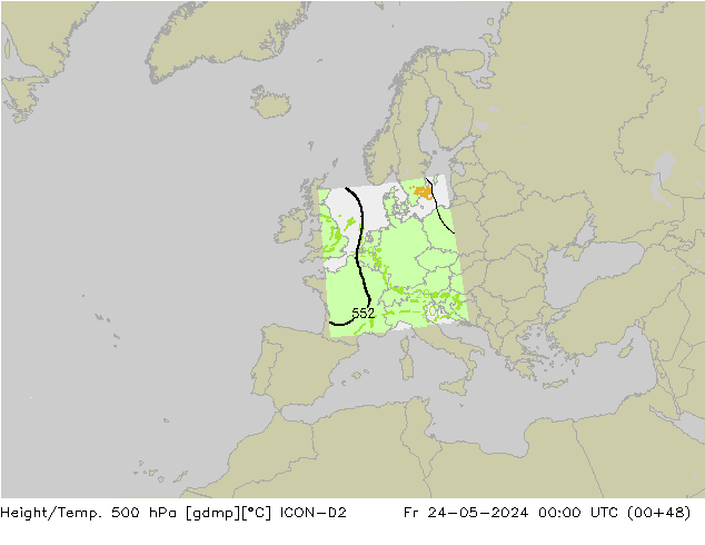 Height/Temp. 500 hPa ICON-D2 Fr 24.05.2024 00 UTC