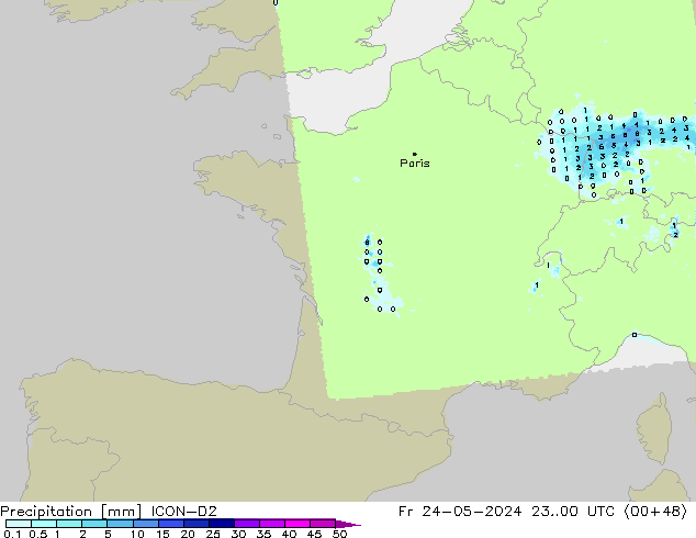 Precipitazione ICON-D2 ven 24.05.2024 00 UTC