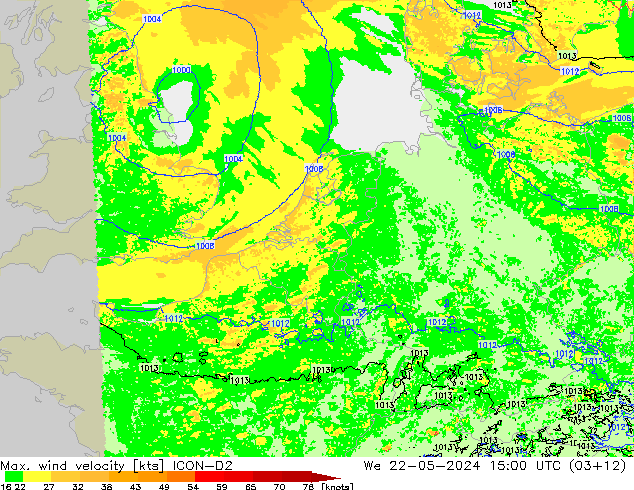 Windböen ICON-D2 Mi 22.05.2024 15 UTC