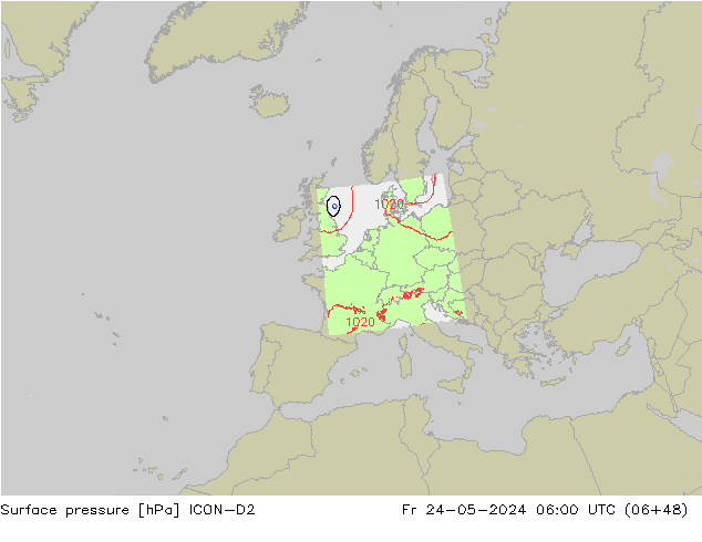 Bodendruck ICON-D2 Fr 24.05.2024 06 UTC