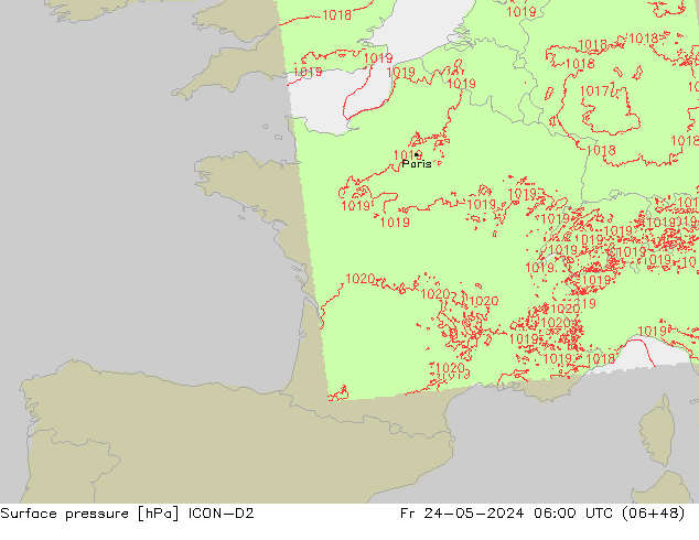 Bodendruck ICON-D2 Fr 24.05.2024 06 UTC