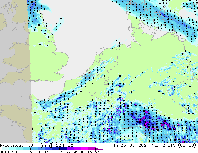 Nied. akkumuliert (6Std) ICON-D2 Do 23.05.2024 18 UTC
