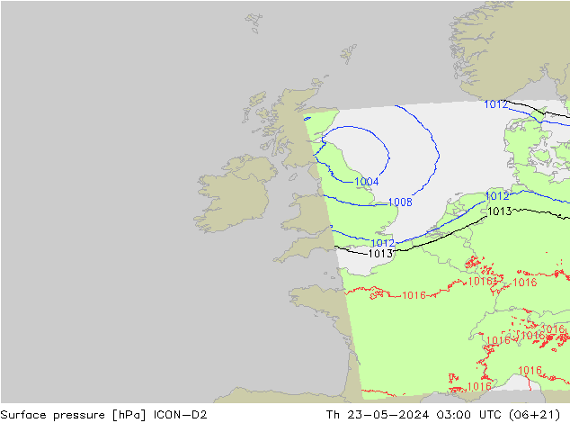 pression de l'air ICON-D2 jeu 23.05.2024 03 UTC