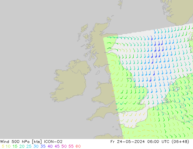 Vent 500 hPa ICON-D2 ven 24.05.2024 06 UTC