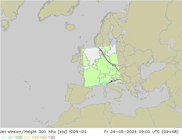 Jet stream/Height 300 hPa ICON-D2 Fr 24.05.2024 09 UTC