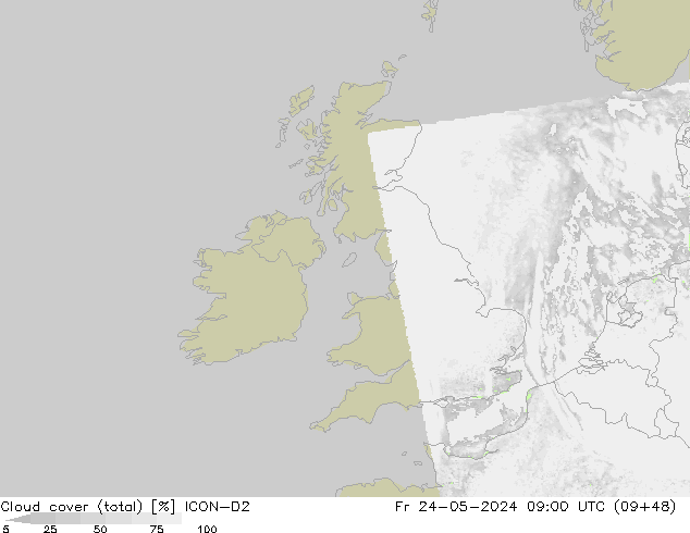 облака (сумма) ICON-D2 пт 24.05.2024 09 UTC