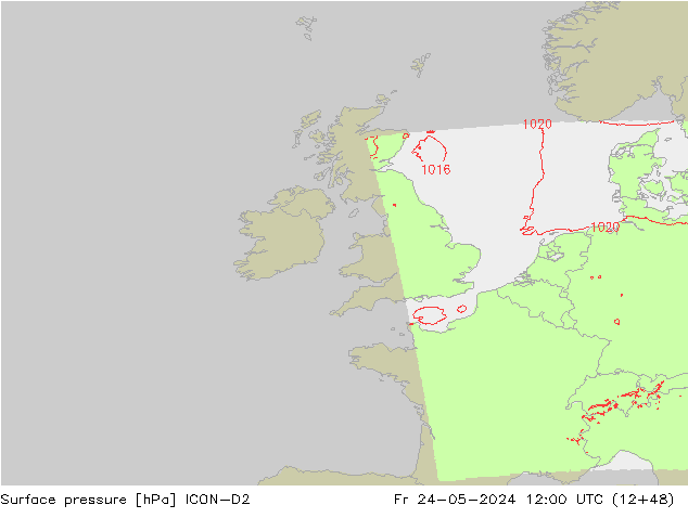 Bodendruck ICON-D2 Fr 24.05.2024 12 UTC