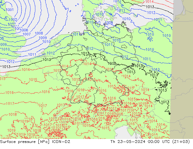 Yer basıncı ICON-D2 Per 23.05.2024 00 UTC