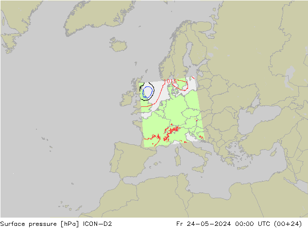 地面气压 ICON-D2 星期五 24.05.2024 00 UTC