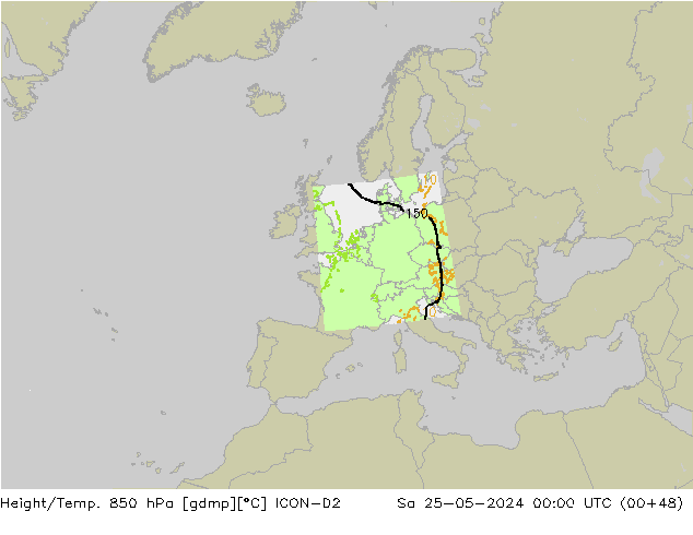 Yükseklik/Sıc. 850 hPa ICON-D2 Cts 25.05.2024 00 UTC