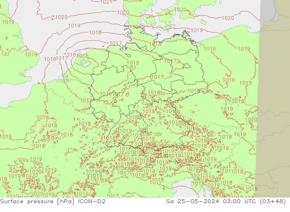 приземное давление ICON-D2 сб 25.05.2024 03 UTC