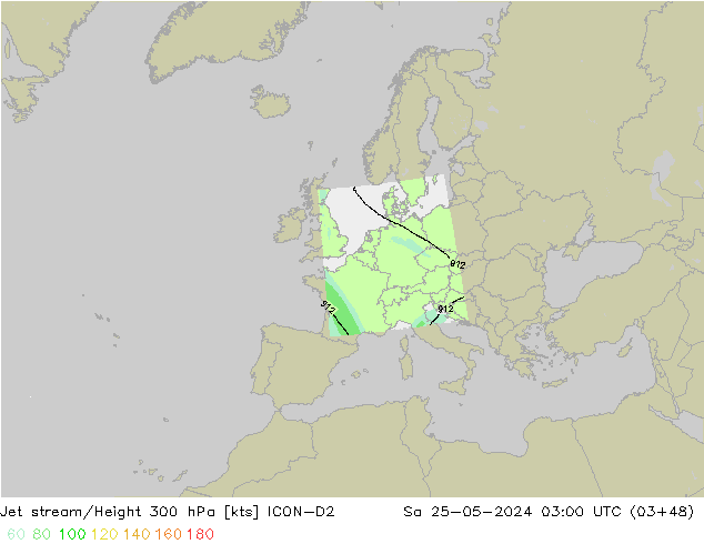 高速氣流 ICON-D2 星期六 25.05.2024 03 UTC