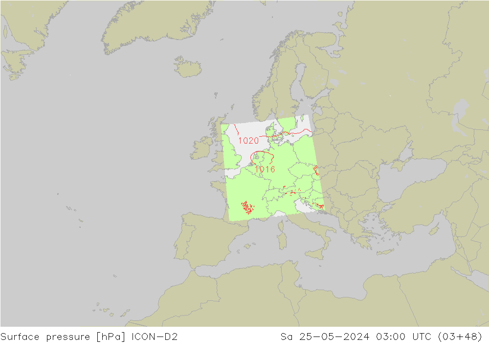 Bodendruck ICON-D2 Sa 25.05.2024 03 UTC