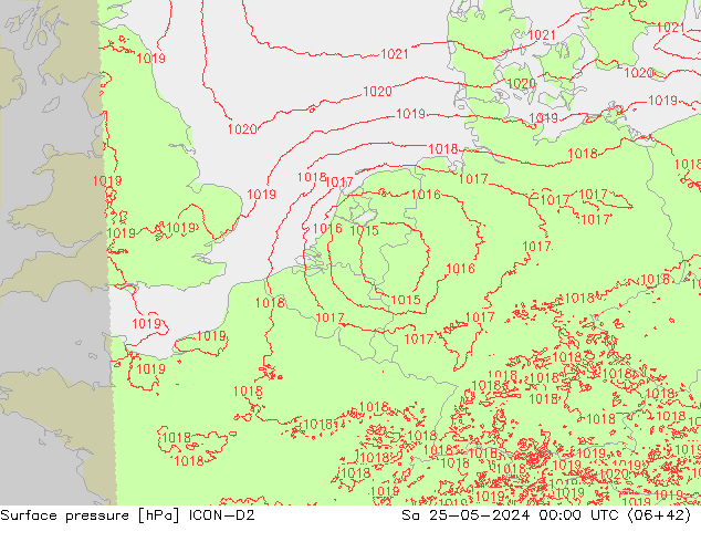 Bodendruck ICON-D2 Sa 25.05.2024 00 UTC