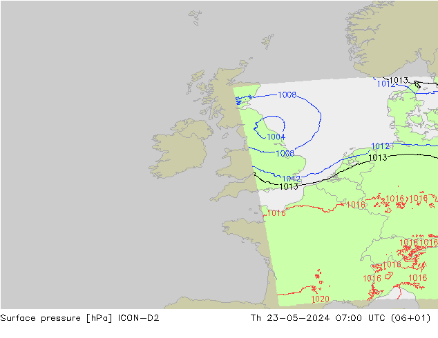 Yer basıncı ICON-D2 Per 23.05.2024 07 UTC