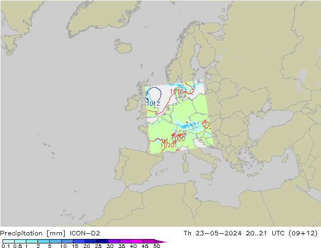 Niederschlag ICON-D2 Do 23.05.2024 21 UTC