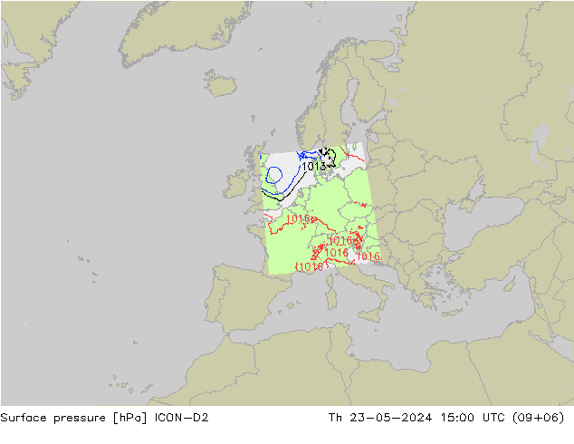 Bodendruck ICON-D2 Do 23.05.2024 15 UTC
