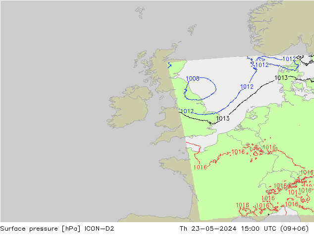 pression de l'air ICON-D2 jeu 23.05.2024 15 UTC