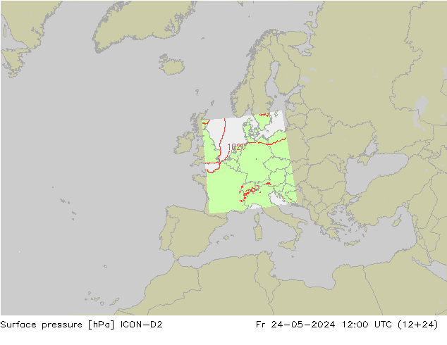 地面气压 ICON-D2 星期五 24.05.2024 12 UTC