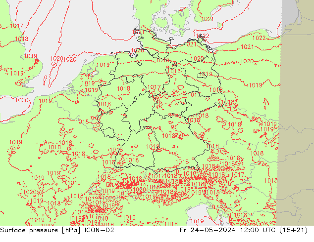 地面气压 ICON-D2 星期五 24.05.2024 12 UTC