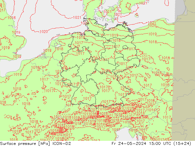 地面气压 ICON-D2 星期五 24.05.2024 15 UTC