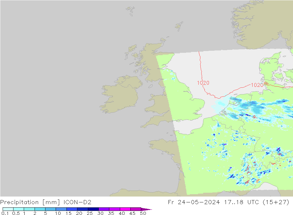 Precipitation ICON-D2 Fr 24.05.2024 18 UTC