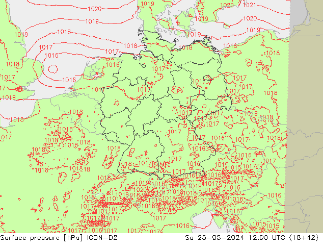 pressão do solo ICON-D2 Sáb 25.05.2024 12 UTC