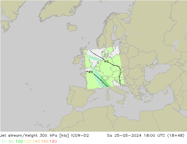 高速氣流 ICON-D2 星期六 25.05.2024 18 UTC
