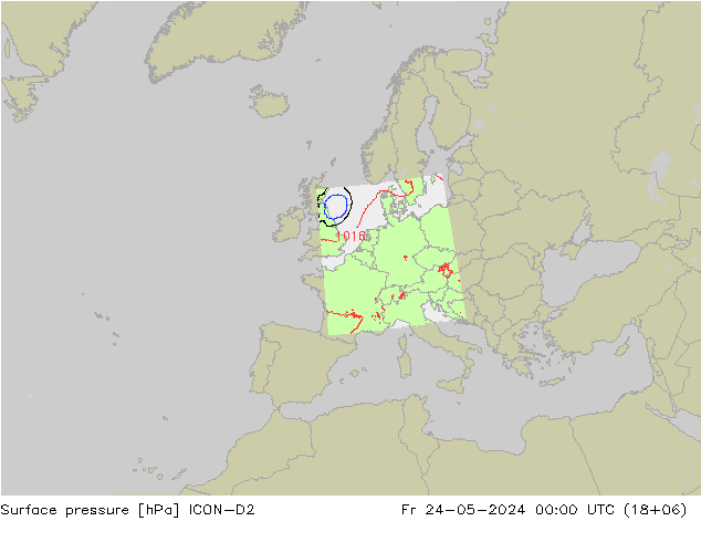 地面气压 ICON-D2 星期五 24.05.2024 00 UTC