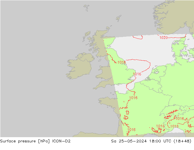 Yer basıncı ICON-D2 Cts 25.05.2024 18 UTC
