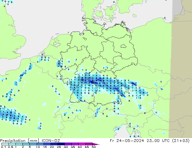 降水 ICON-D2 星期五 24.05.2024 00 UTC