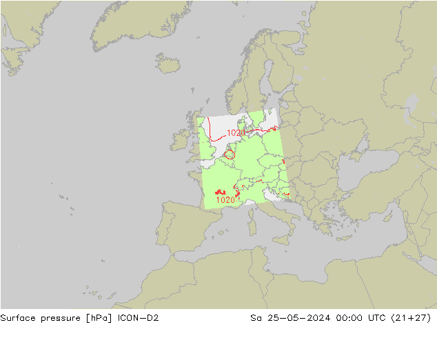 ciśnienie ICON-D2 so. 25.05.2024 00 UTC