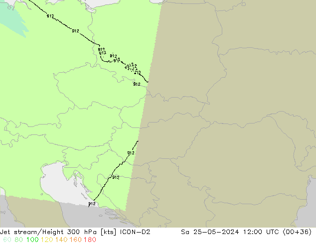 Jet stream/Height 300 hPa ICON-D2 Sa 25.05.2024 12 UTC