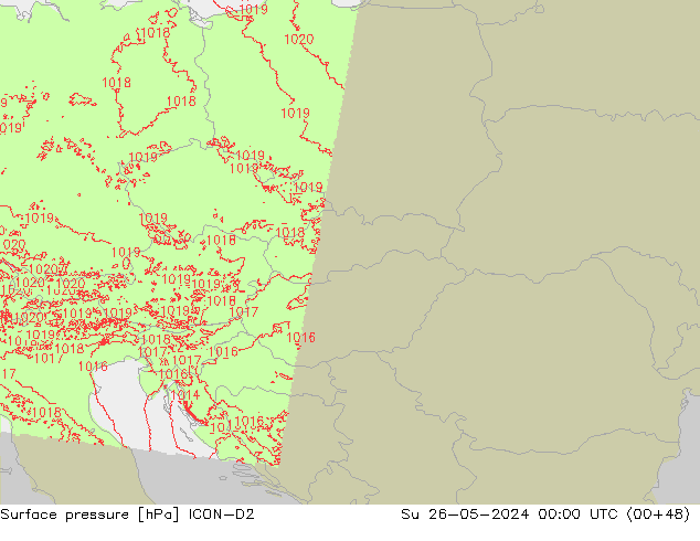 Luchtdruk (Grond) ICON-D2 zo 26.05.2024 00 UTC