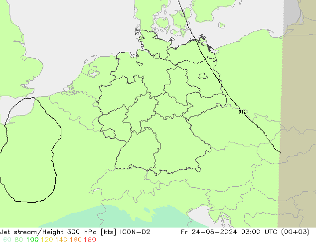 高速氣流 ICON-D2 星期五 24.05.2024 03 UTC