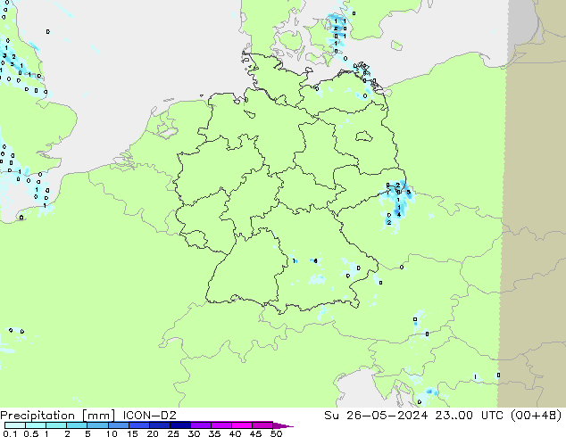 Precipitation ICON-D2 Su 26.05.2024 00 UTC