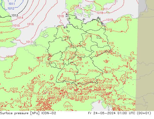 pression de l'air ICON-D2 ven 24.05.2024 01 UTC