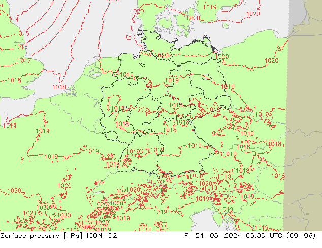 Bodendruck ICON-D2 Fr 24.05.2024 06 UTC