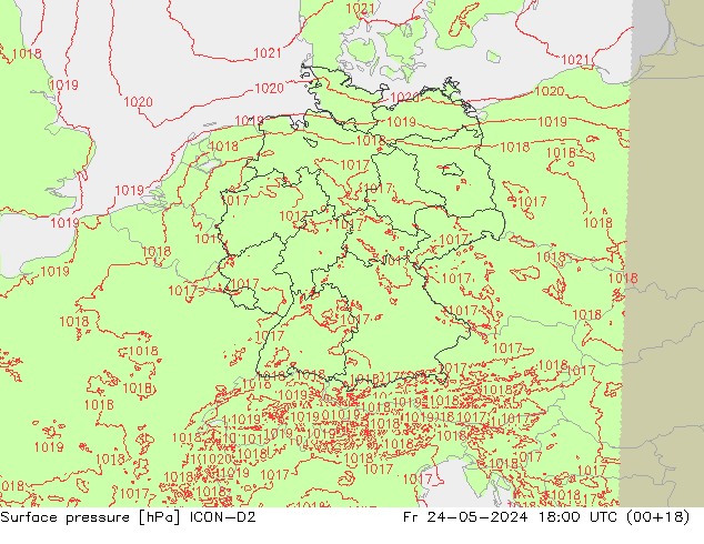 приземное давление ICON-D2 пт 24.05.2024 18 UTC