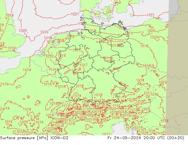 приземное давление ICON-D2 пт 24.05.2024 20 UTC