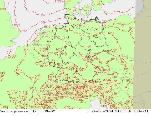 приземное давление ICON-D2 пт 24.05.2024 21 UTC