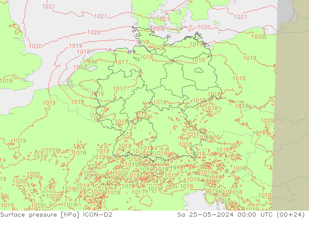 приземное давление ICON-D2 сб 25.05.2024 00 UTC