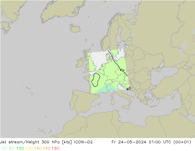 高速氣流 ICON-D2 星期五 24.05.2024 01 UTC