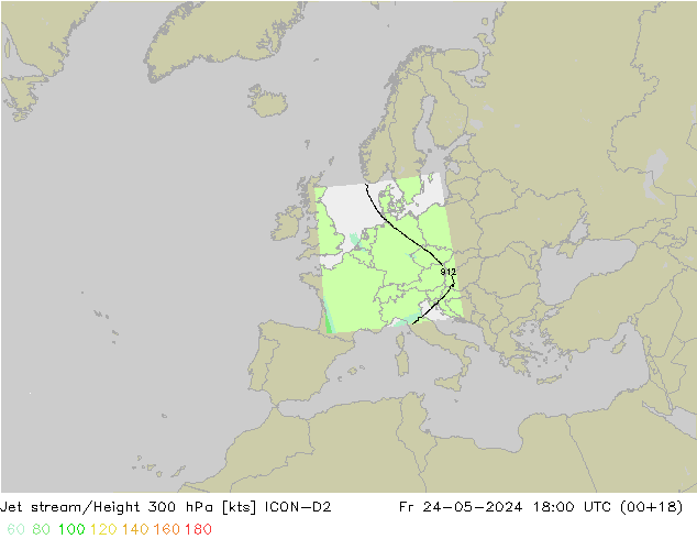 Jet stream/Height 300 hPa ICON-D2 Fr 24.05.2024 18 UTC