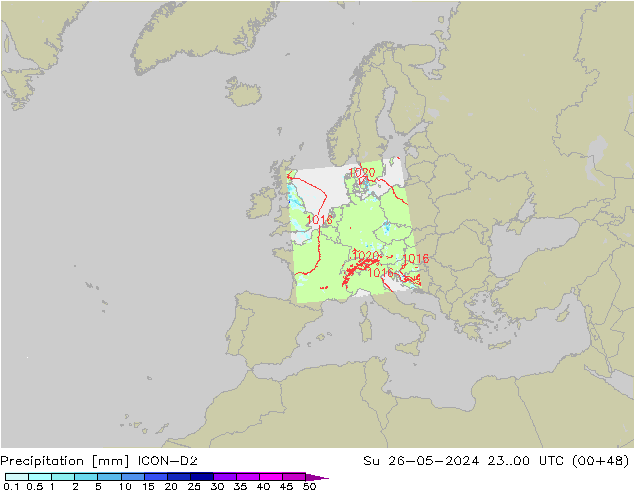 Précipitation ICON-D2 dim 26.05.2024 00 UTC