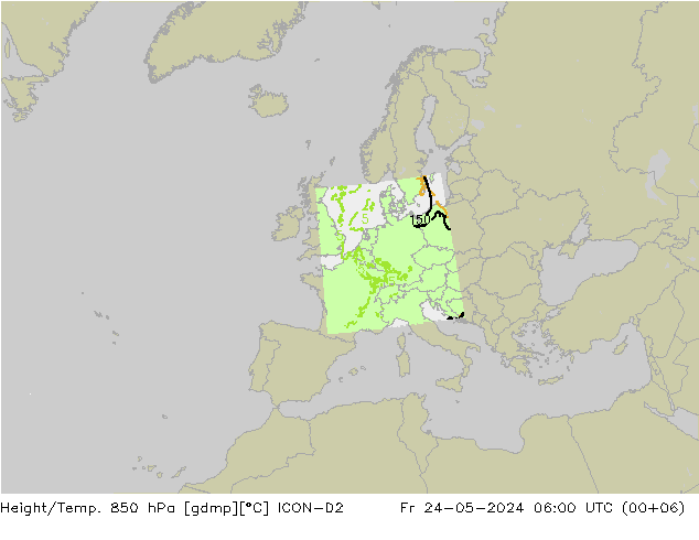 Geop./Temp. 850 hPa ICON-D2 vie 24.05.2024 06 UTC