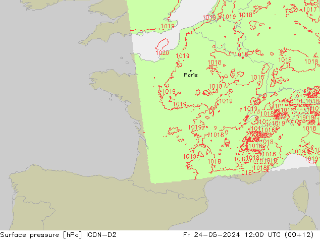 Luchtdruk (Grond) ICON-D2 vr 24.05.2024 12 UTC