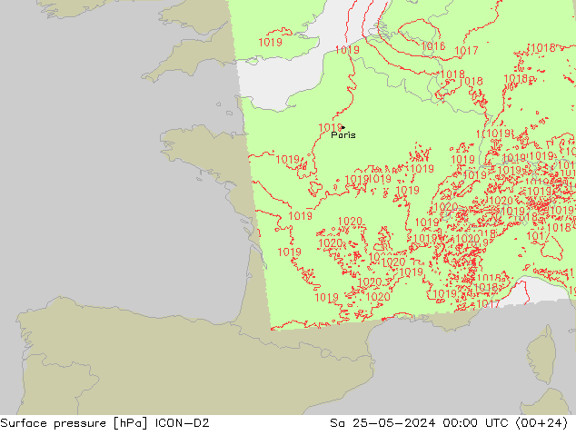 ciśnienie ICON-D2 so. 25.05.2024 00 UTC