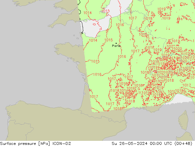 Bodendruck ICON-D2 So 26.05.2024 00 UTC