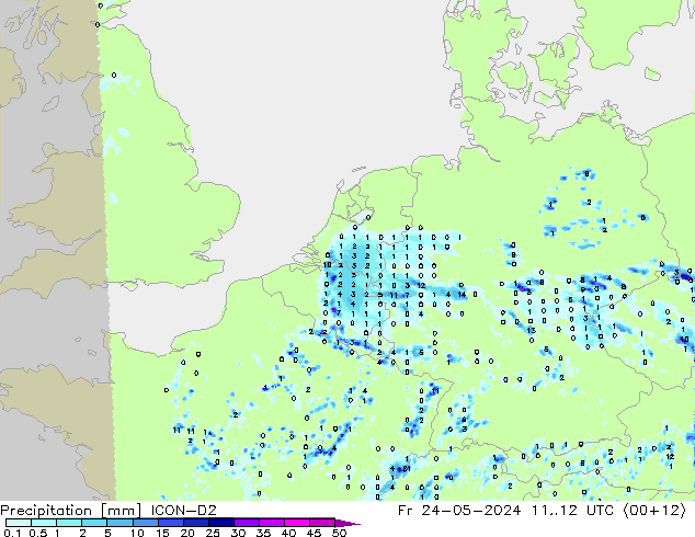 Precipitation ICON-D2 Fr 24.05.2024 12 UTC